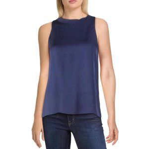 VINCE ribbed trim silk-blend sleeveless tank top
